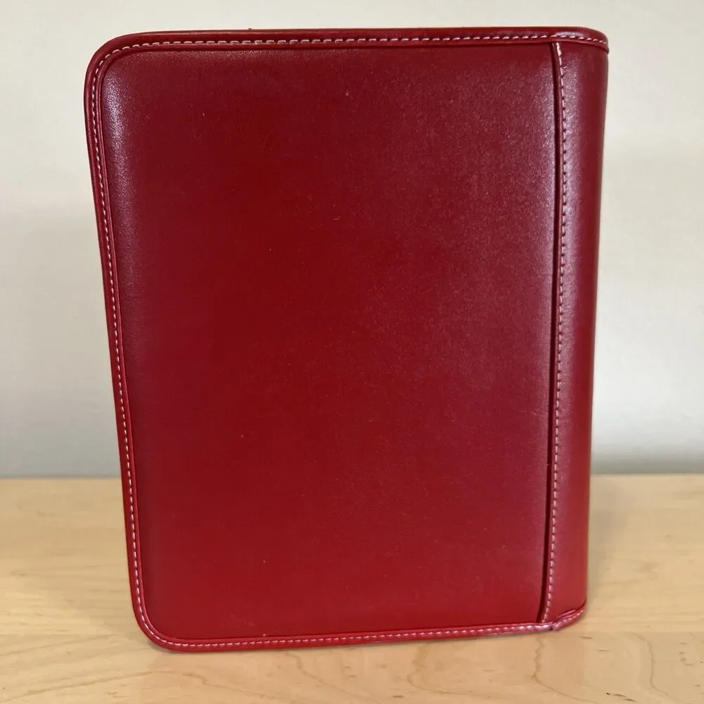 Franklin Covey Red Leather Zip Closure Red Vintage Planner Stationary